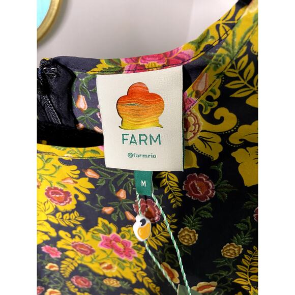 Farm Rio Arabesque Floral Puff Sleeve Mini Dress size M medium - Picture 4 of 7